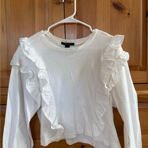 White Ruffle Detail Blouse